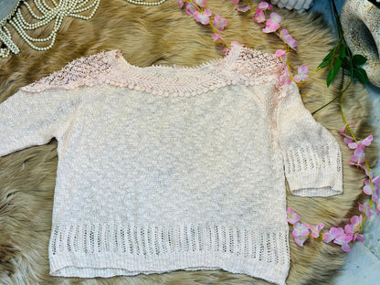 Crochet All Day Peach Lacy Top