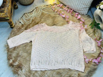 Crochet All Day Peach Lacy Top