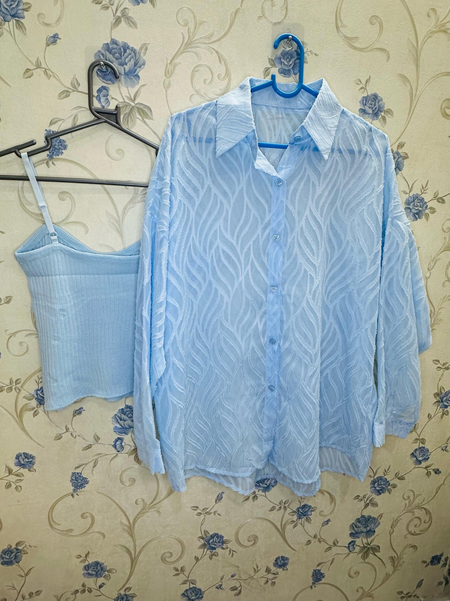 Chiknkari Ruffled Shadow work Organza Loose Shirt