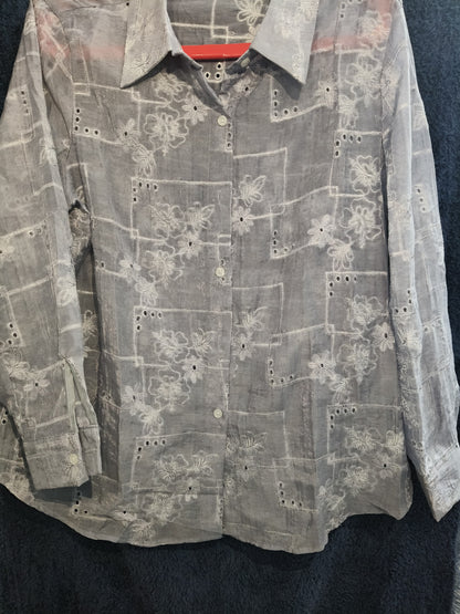 Eyelet Sciffli Embroidered Shiny Organza Block Shirt