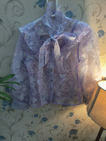 Bow Tie Flower Organza Designer Shirt