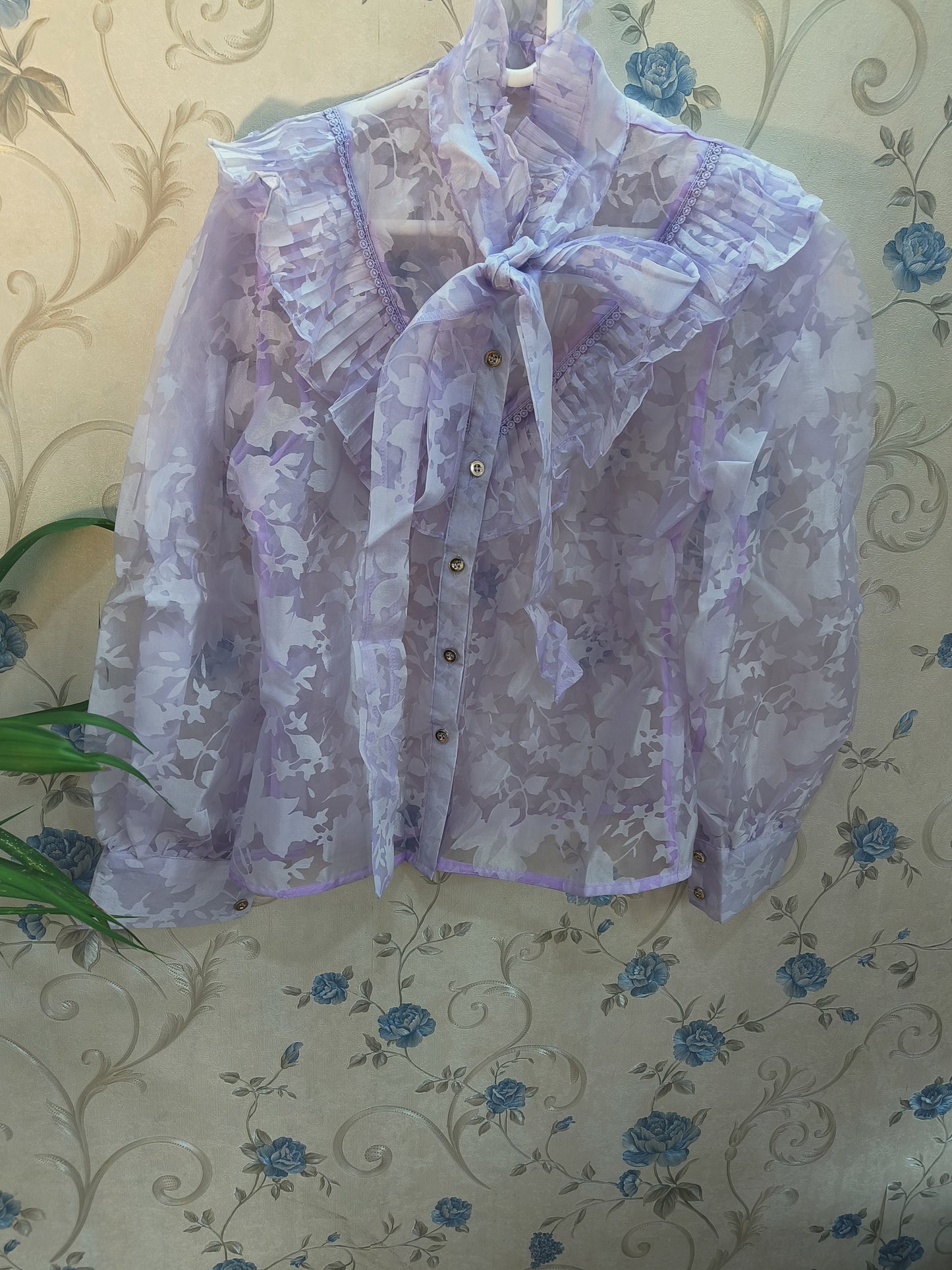 Bow Tie Flower Organza Designer Shirt