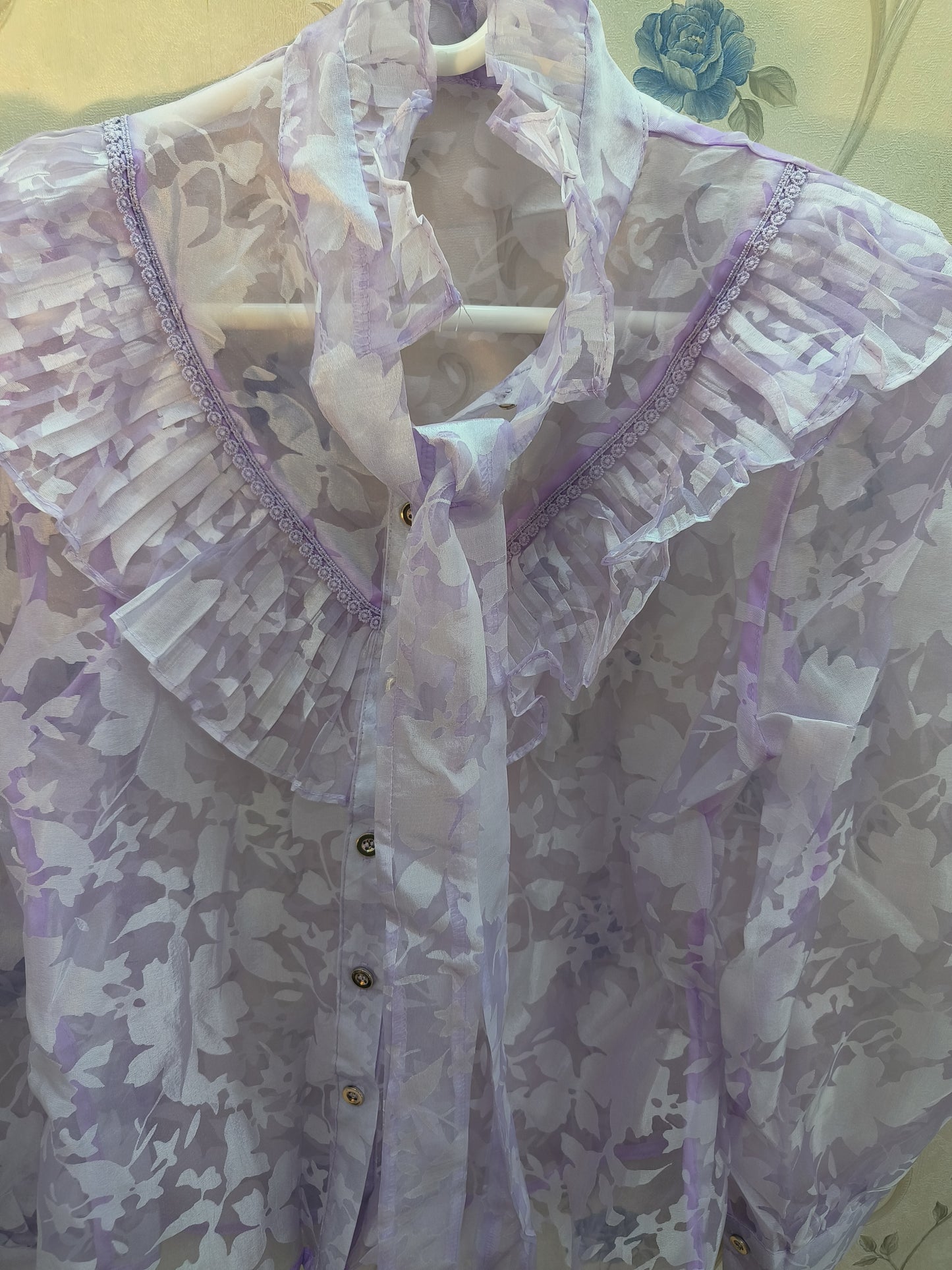 Bow Tie Flower Organza Designer Shirt