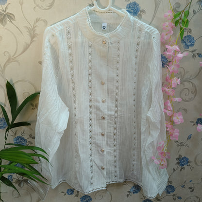 Pleated Cotton Designer Shirt