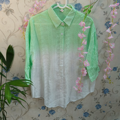 Gradient Chikankari Cotton Shirt