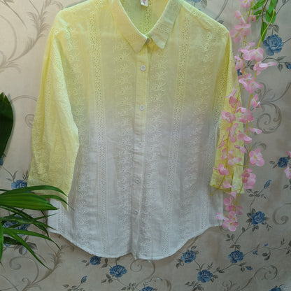 Gradient Chikankari Cotton Shirt