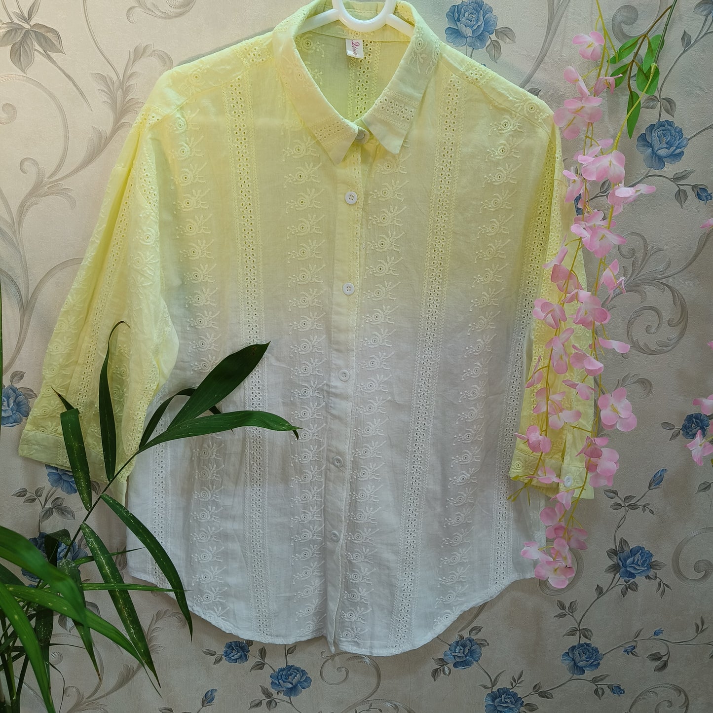 Gradient Chikankari Cotton Shirt