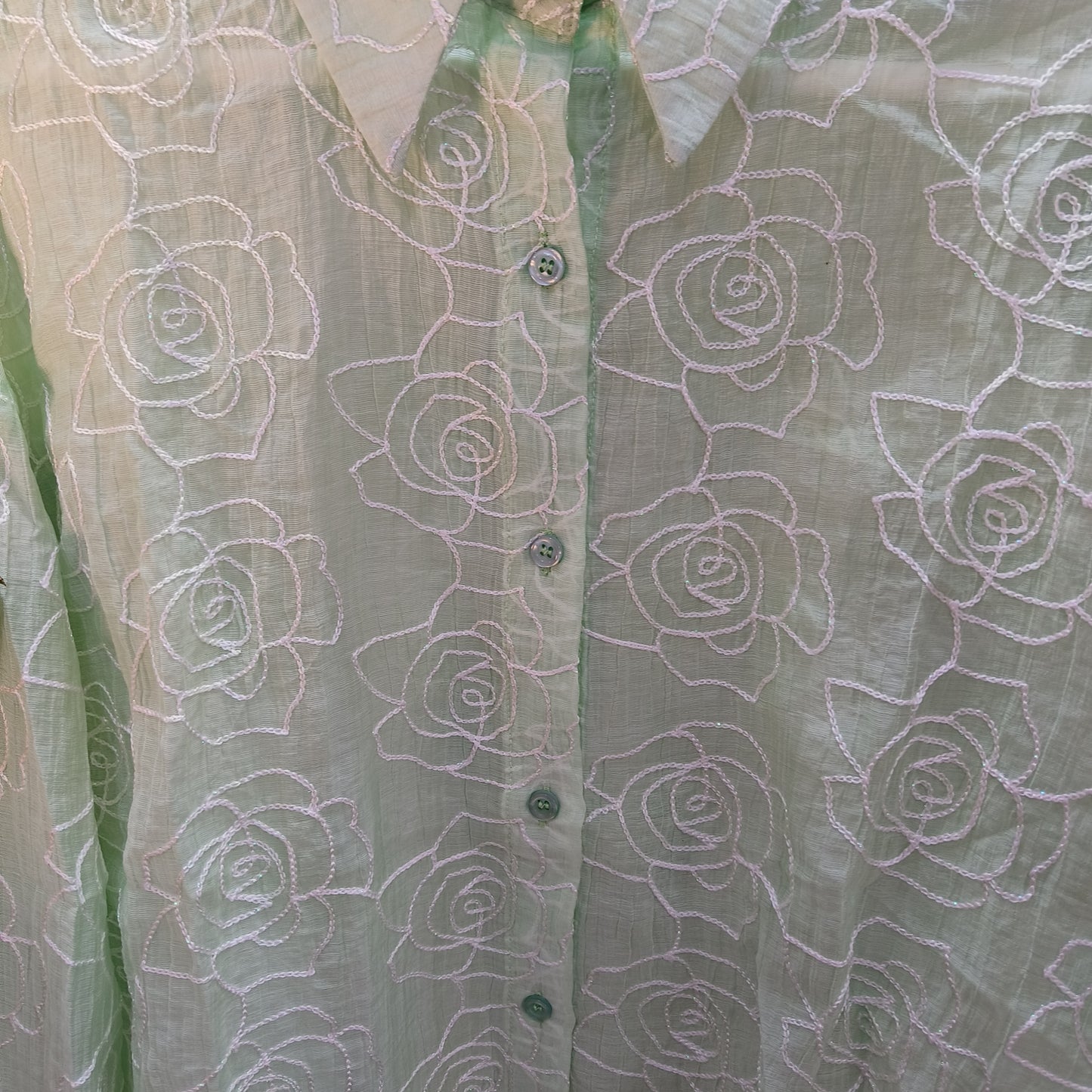 Rose Threadwork Stitch Embroidery Shirt