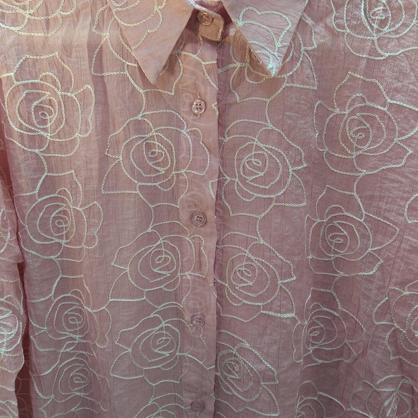 Rose Threadwork Stitch Embroidery Shirt