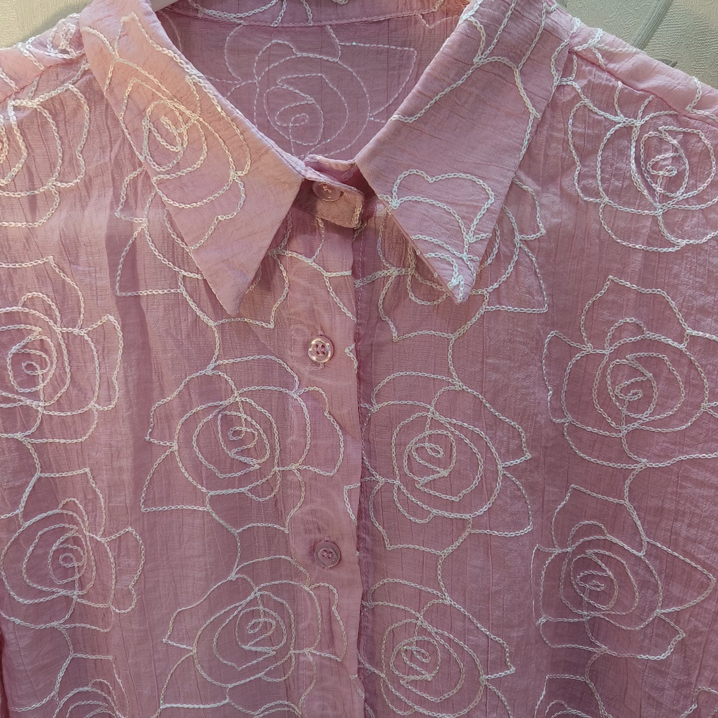 Rose Threadwork Stitch Embroidery Shirt