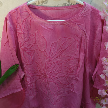 Cotton Flower Design Organza Top