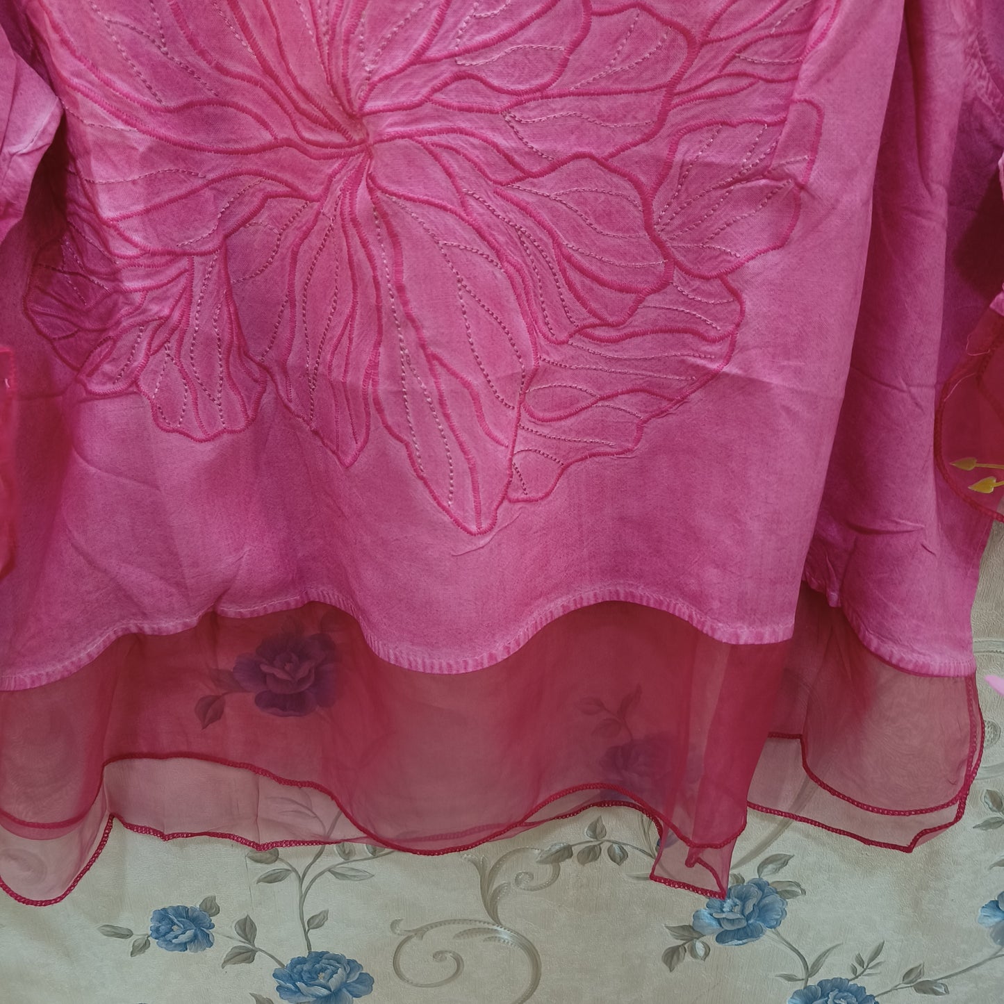 Cotton Flower Design Organza Top