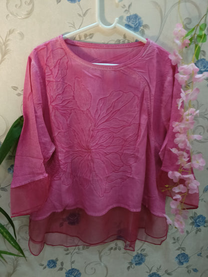 Cotton Flower Design Organza Top