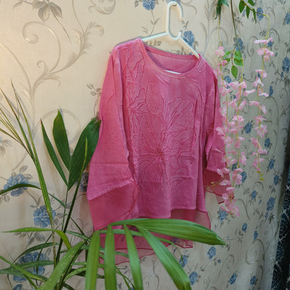 Cotton Flower Design Organza Top