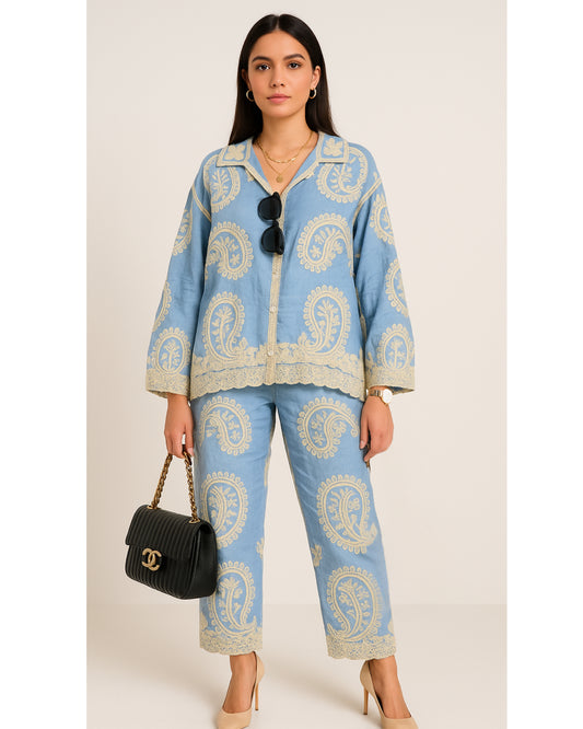 Cotton embroidered Co-ord set