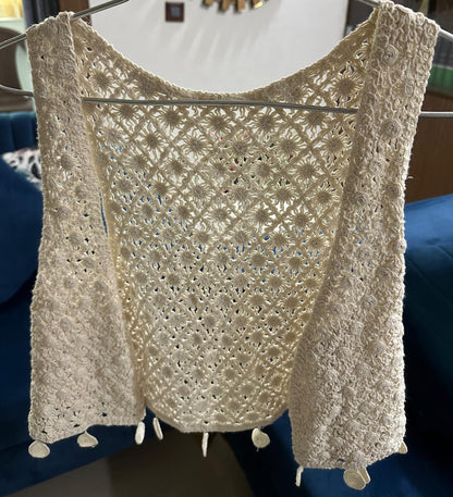 Off-White Crochet Kit Bohemian Half Shrug