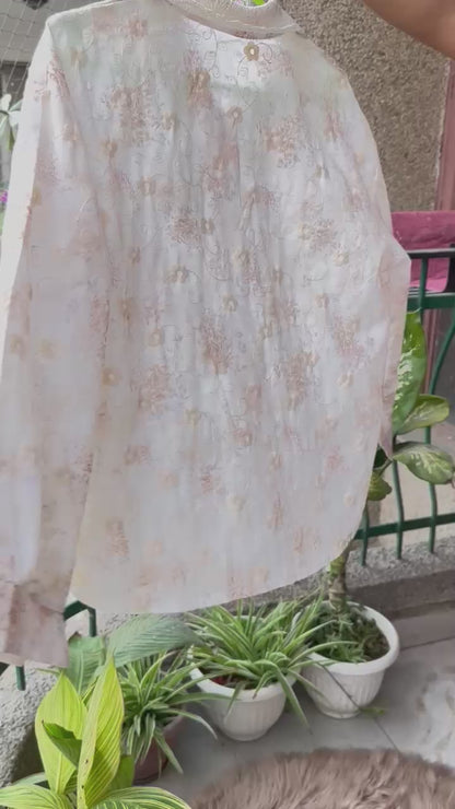 Flower Embroidered Lacy Collar Shirt