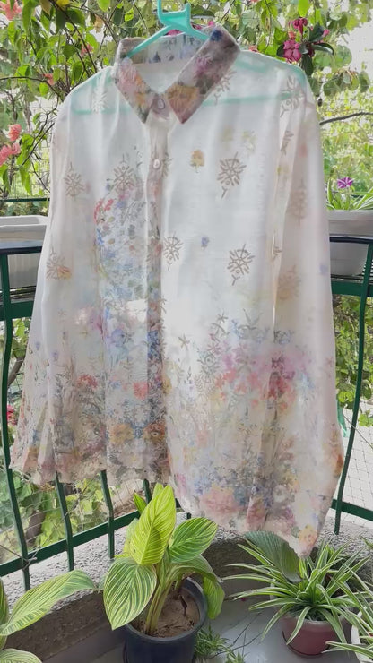 Garden Tissue Organza Cutwork Embroidered Full Sleeve Shirt