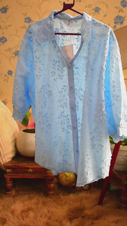 Threadwork Lace Embroidered Cotton Shirt