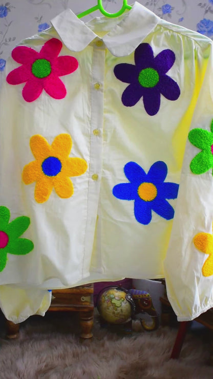 Rainbow Flower Crop Shirt