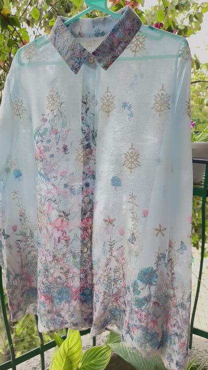 Garden Tissue Organza Cutwork Embroidered Full Sleeve Shirt