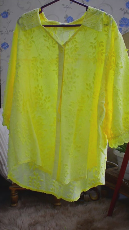 Threadwork Lace Embroidered Cotton Shirt