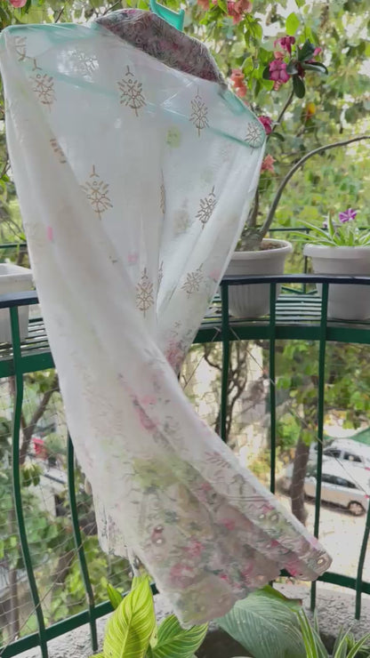 Garden Tissue Organza Cutwork Embroidered Full Sleeve Shirt