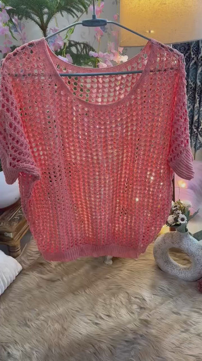 Curvy Crochets Peach Batwing Top