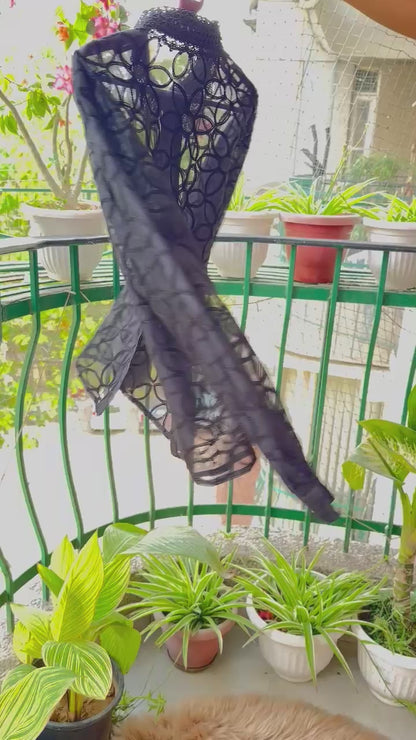 Pearl Collar Designer Chikankari Organza Shirt