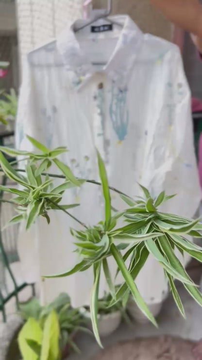 Organza Tissue Stonework Garden Party wear Loose Shirt