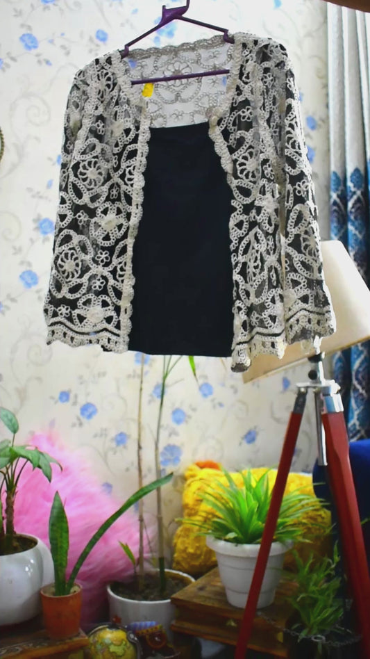 Crochet embroidered net Co-ord Set