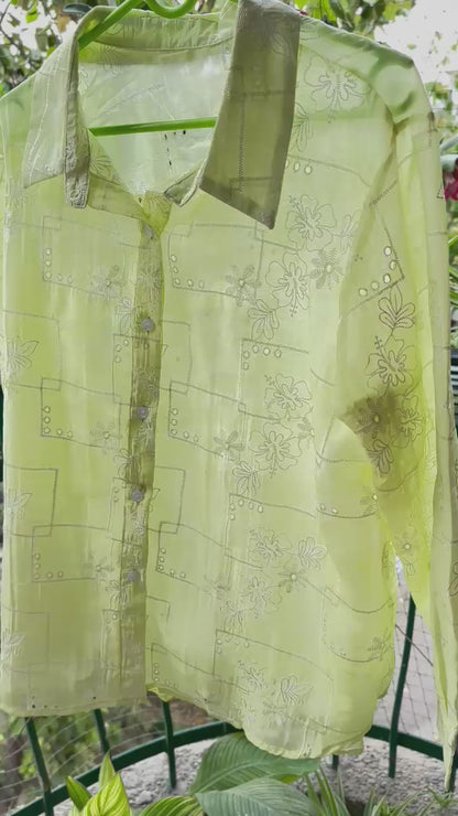 Eyelet Sciffli Embroidered Shiny Organza Block Shirt