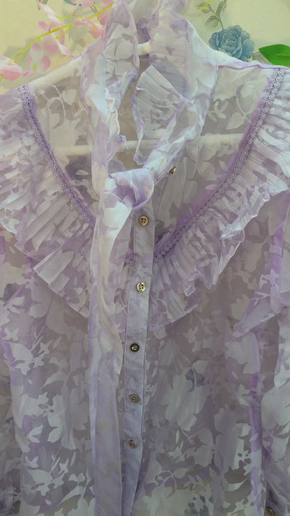 Bow Tie Flower Organza Designer Shirt