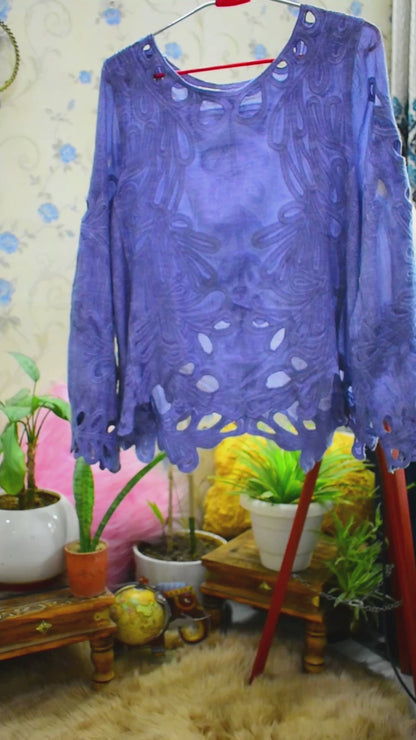 Eyelet embroidered Linen airy Co-ord set